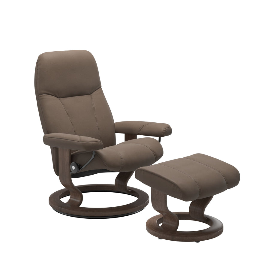 Consul Recliner - Classic Base - Batick Mole - Walnut Wood