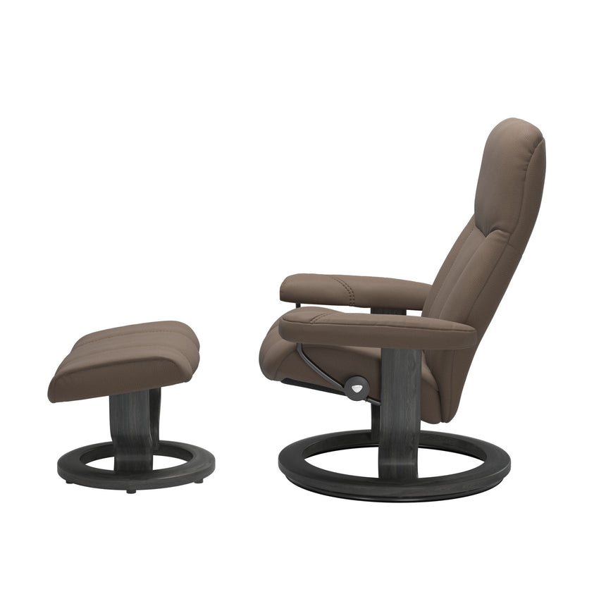 Consul Recliner - Classic Base - Batick Mole - Grey Wood