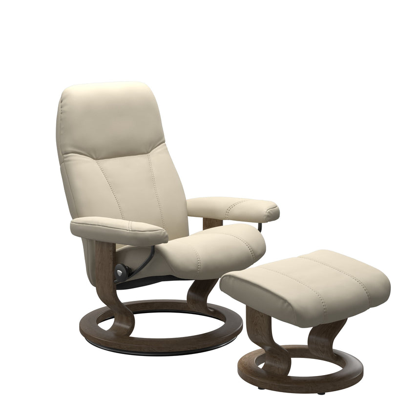 Consul Recliner - Classic Base - Batick Cream - Smoked Oak Wood