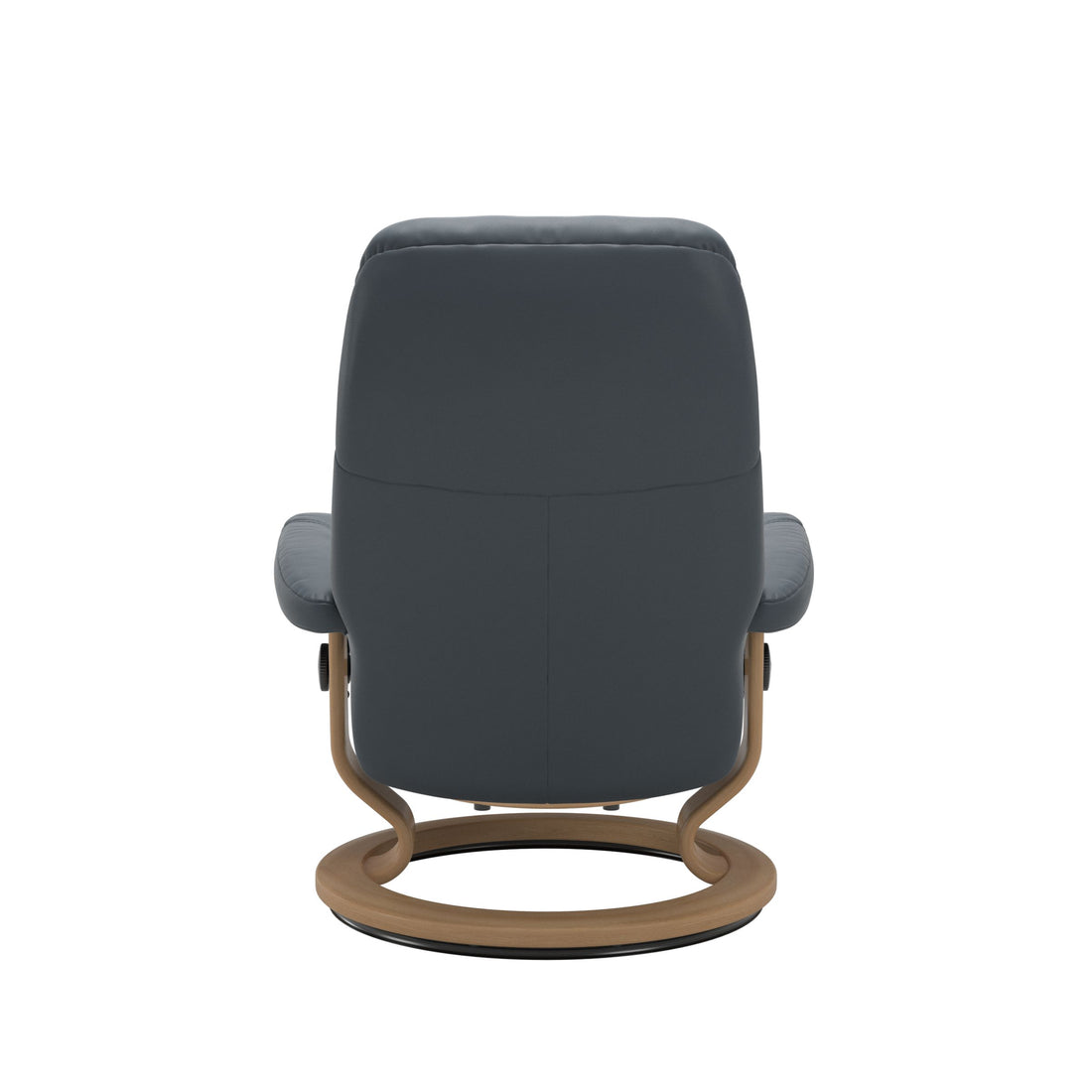 Stressless Consul Recliner Classic Base in Batick Atlantic Blue, Oak, back view