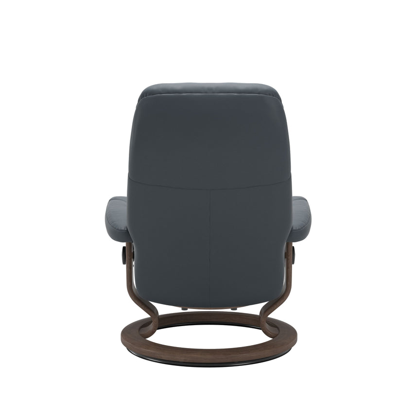 Consul Recliner - Classic Base - Batick Atlantic Blue - Walnut Wood
