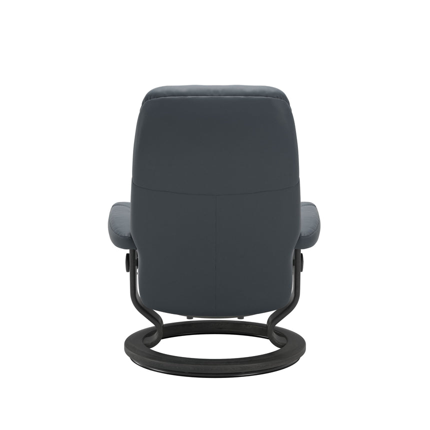 Consul Recliner - Classic Base - Batick Atlantic Blue - Grey Wood