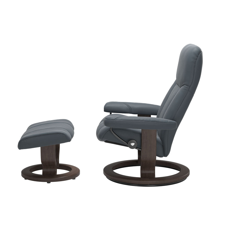 Consul Recliner - Classic Base - Batick Atlantic Blue - Wenge Wood