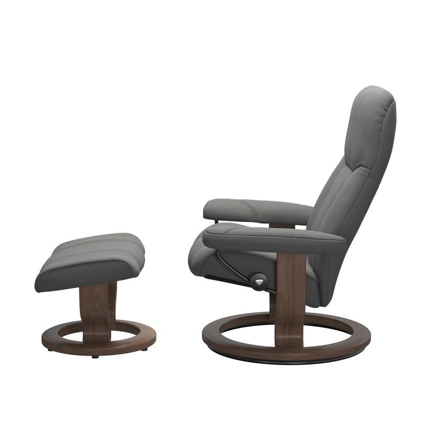 Consul Recliner - Classic Base - Paloma Neutral Grey - Walnut Wood