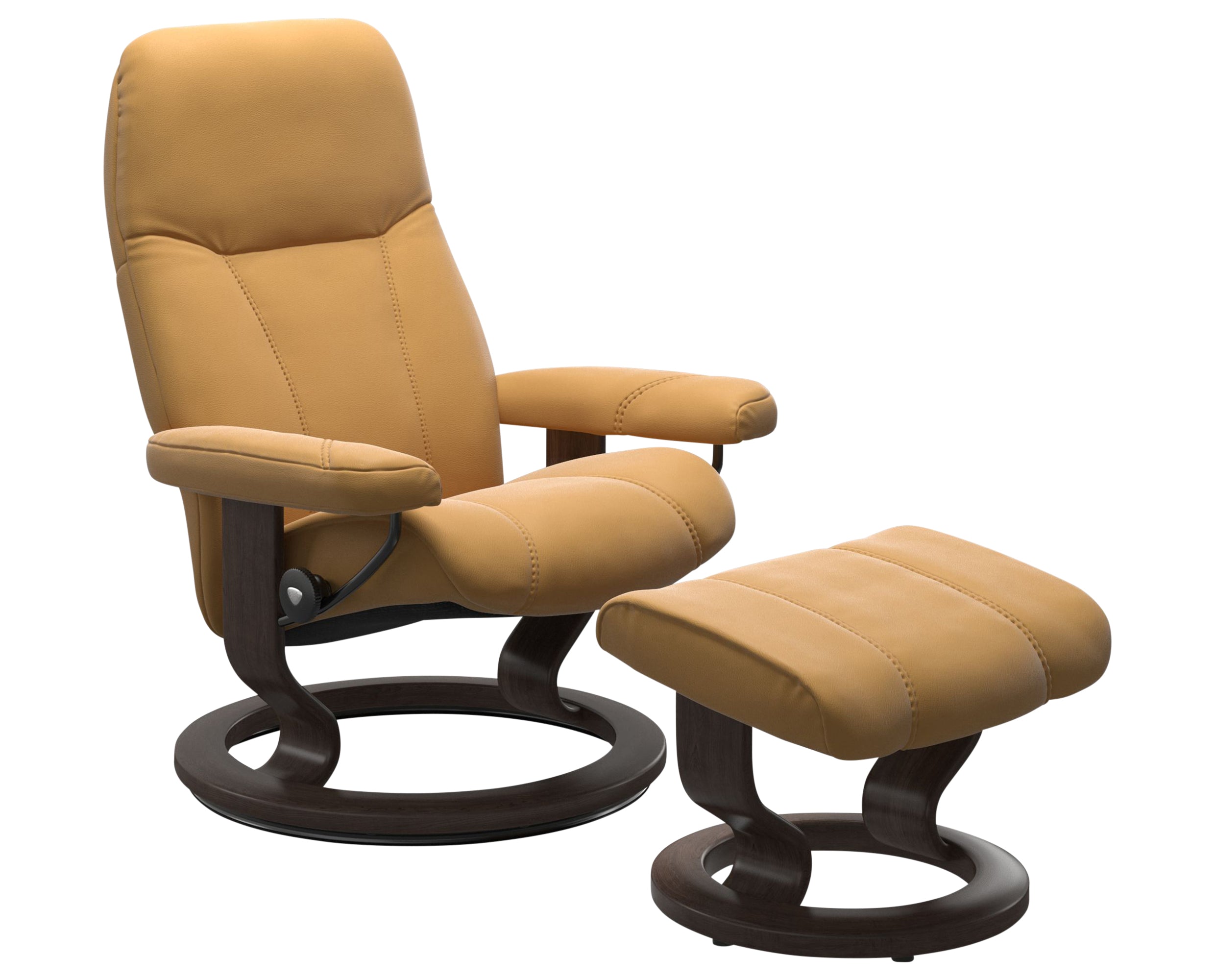 Paloma Leather Honey S and Wenge Base | Stressless Consul Classic Recliner - Promo | Valley Ridge Furniture