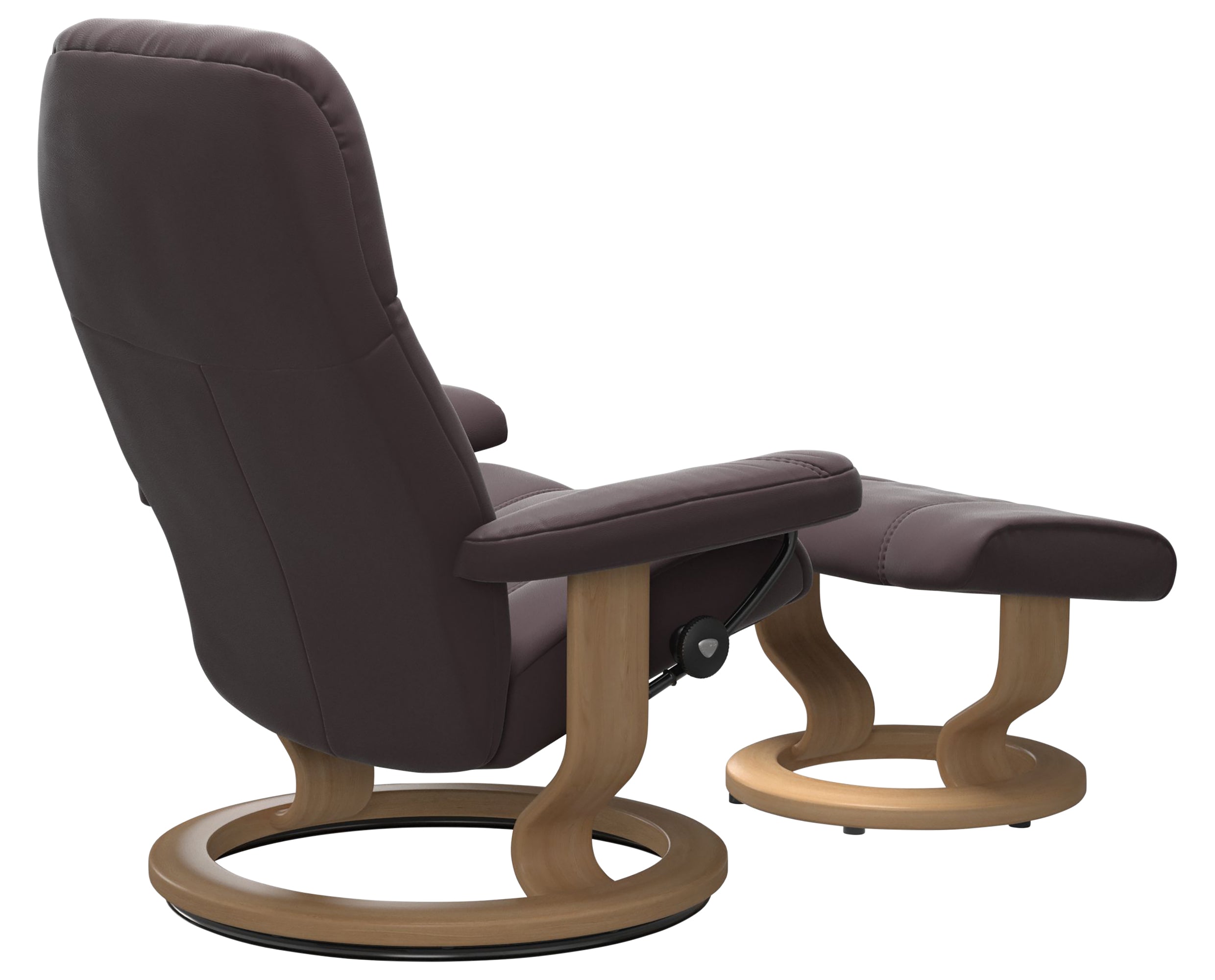 Paloma Leather Bordeaux M/L & Oak Base | Stressless Consul Classic Recliner - Promo | Valley Ridge Furniture