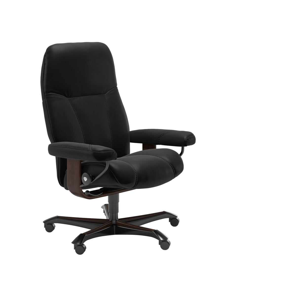 Consul - Office Chair - Batick Black - Brown Wood