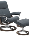 Batick Leather Atlantic Blue M/L & Walnut Base | Stressless Consul Signature Recliner - Promo | Valley Ridge Furniture