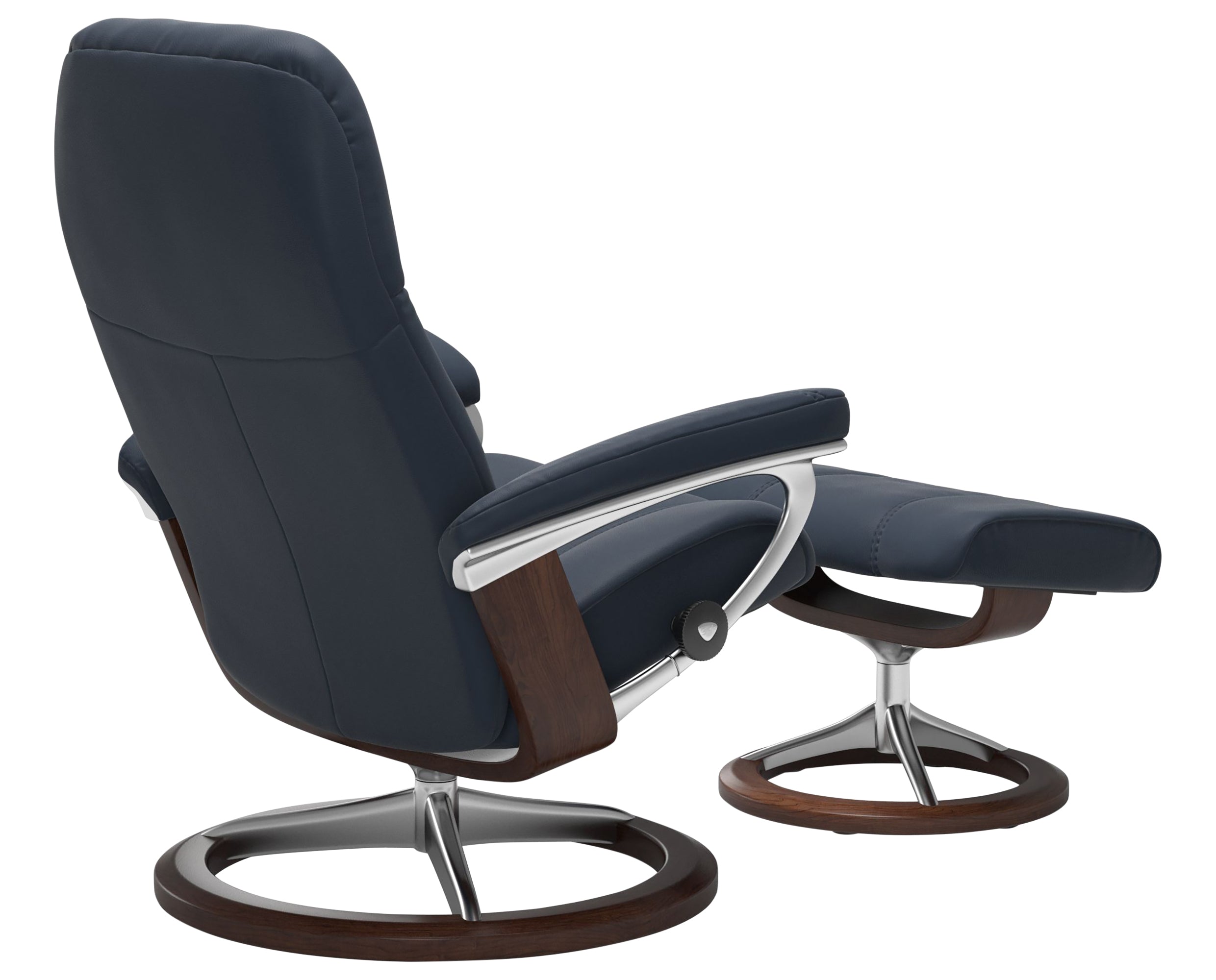 Paloma Leather Oxford Blue S/L &amp; Brown Base | Stressless Consul Signature Recliner - Promo | Valley Ridge Furniture