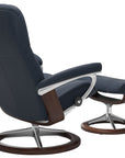 Paloma Leather Oxford Blue S/L & Brown Base | Stressless Consul Signature Recliner - Promo | Valley Ridge Furniture