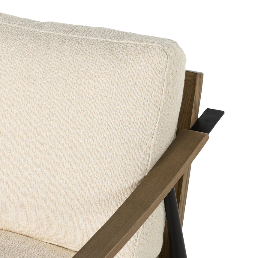 Kerbey Ivory Fabric & Toasted Solid Ash with Gunmetal Iron | Kennedy Chair | Valley Ridge Furniture