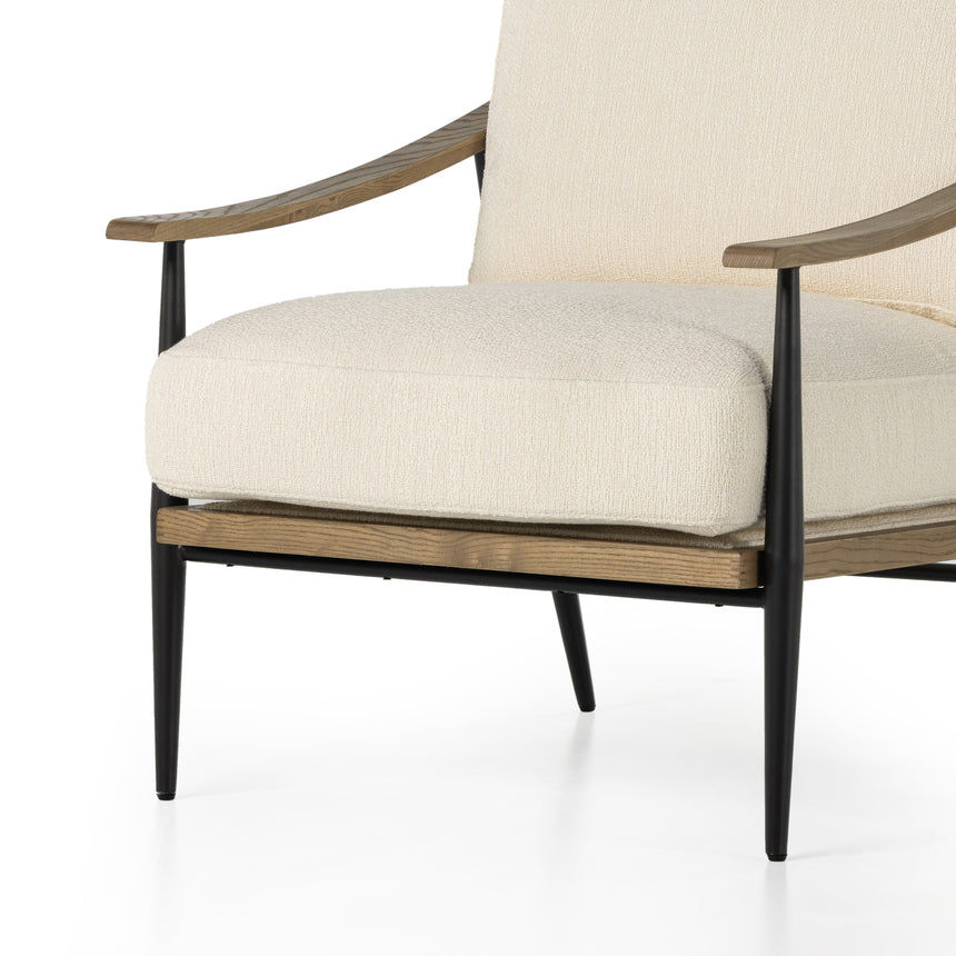 Kerbey Ivory Fabric & Toasted Solid Ash with Gunmetal Iron | Kennedy Chair | Valley Ridge Furniture