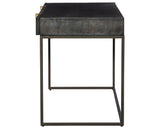 Carved Vintage Brown Mango & Gunmetal Iron with Aged Brass Iron | Kelby Writing Desk | Valley Ridge Furniture