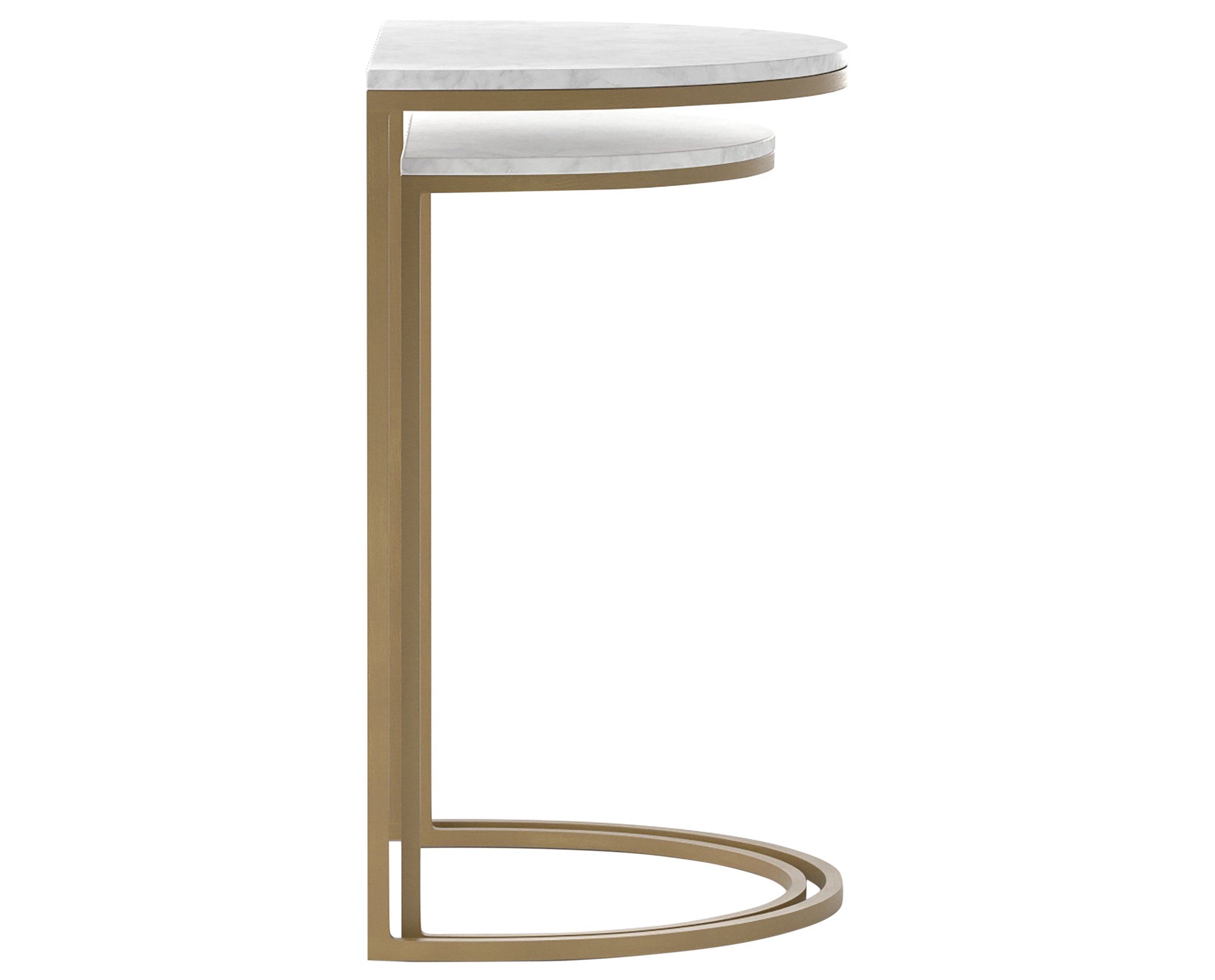 Polished White Marble with Matte Brass Iron | Ane Nesting Tables | Valley Ridge Furniture