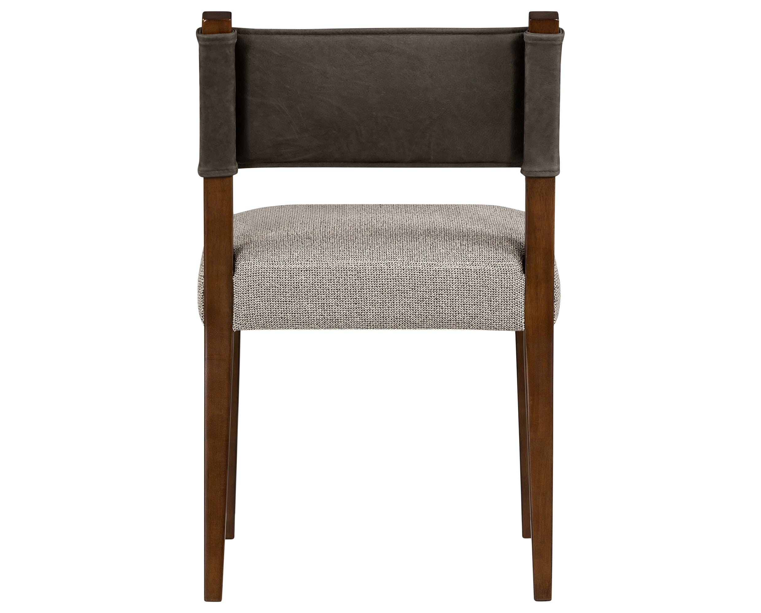 Tulsa Ink Fabric &amp; Nubuck Charcoal Leather with Antique Sable Parawood | Ferris Dining Chair | Valley Ridge Furniture