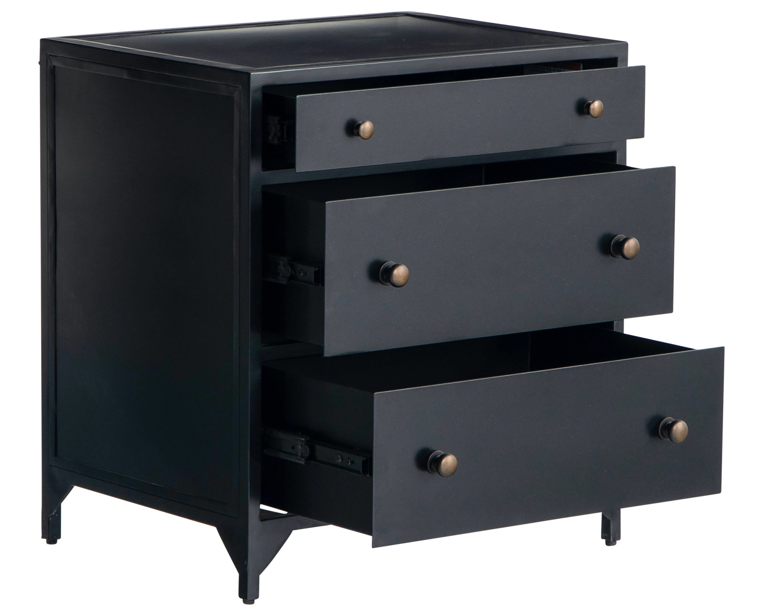 Black Iron with Weathered Bronze Iron (Small Size) | Belmont Storage Nightstand | Valley Ridge Furniture