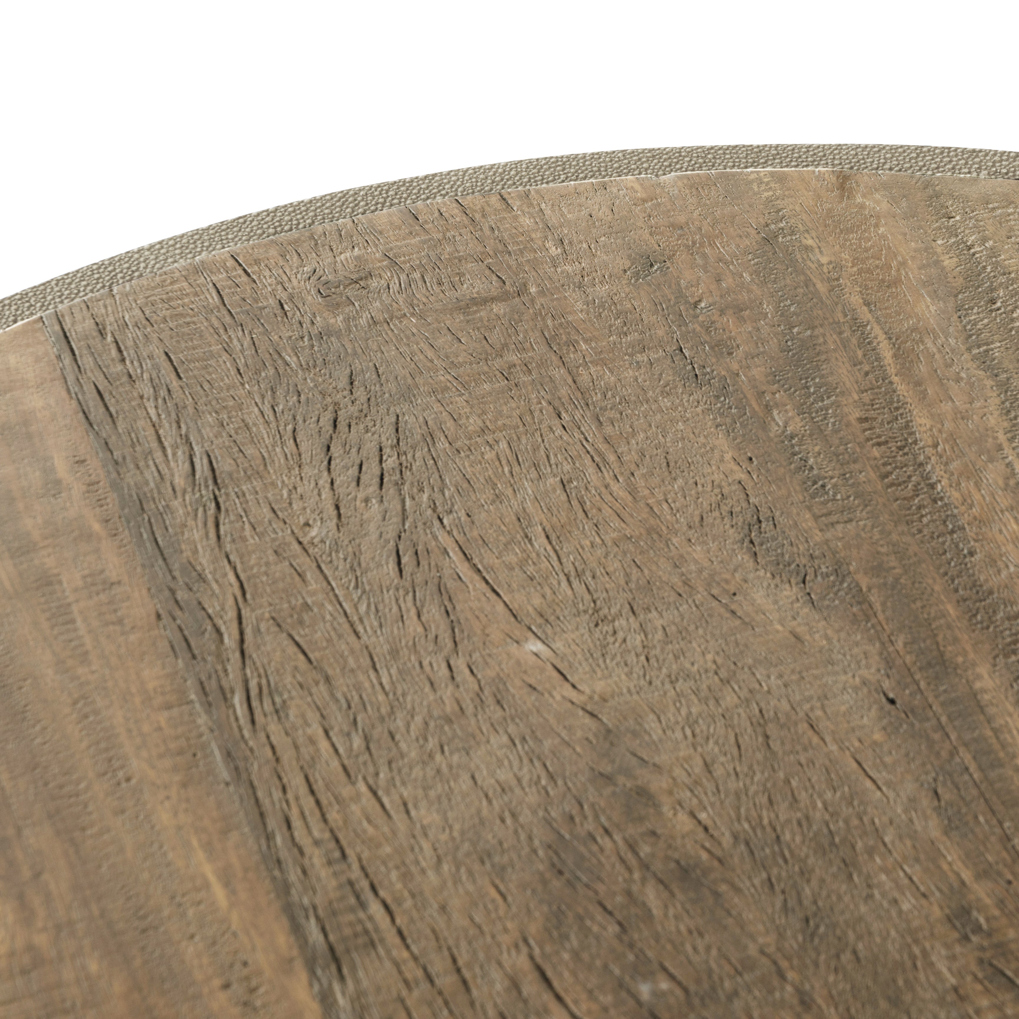 Natural Resawn Oak &amp; Light Cream Shagreen with Natural Solid Oak | Crosby Round Coffee Table | Valley Ridge Furniture