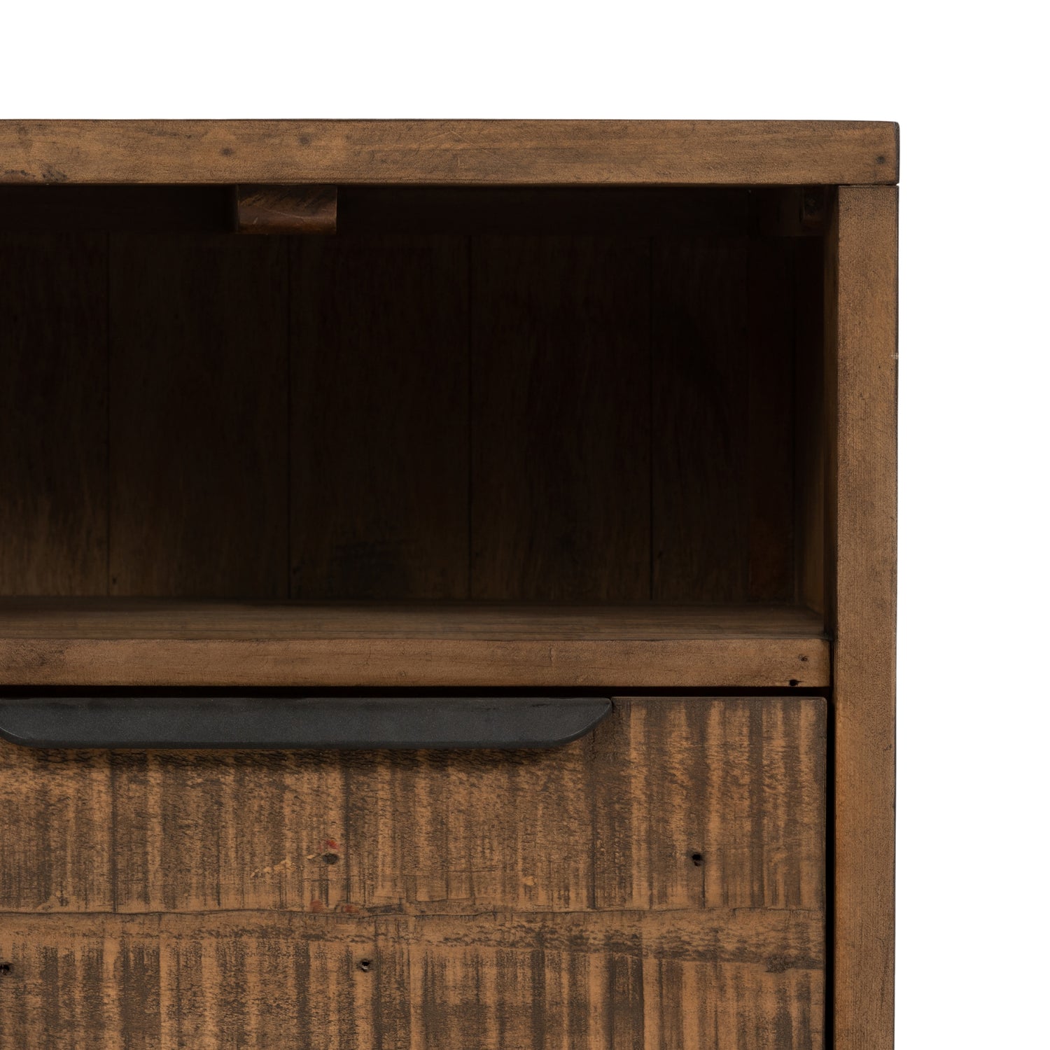 Rustic Sandalwood Pine with Dark Gunmetal Iron | Wyeth Nightstand | Valley Ridge Furniture