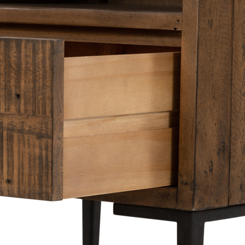 Rustic Sandalwood Pine with Dark Gunmetal Iron | Wyeth Nightstand | Valley Ridge Furniture