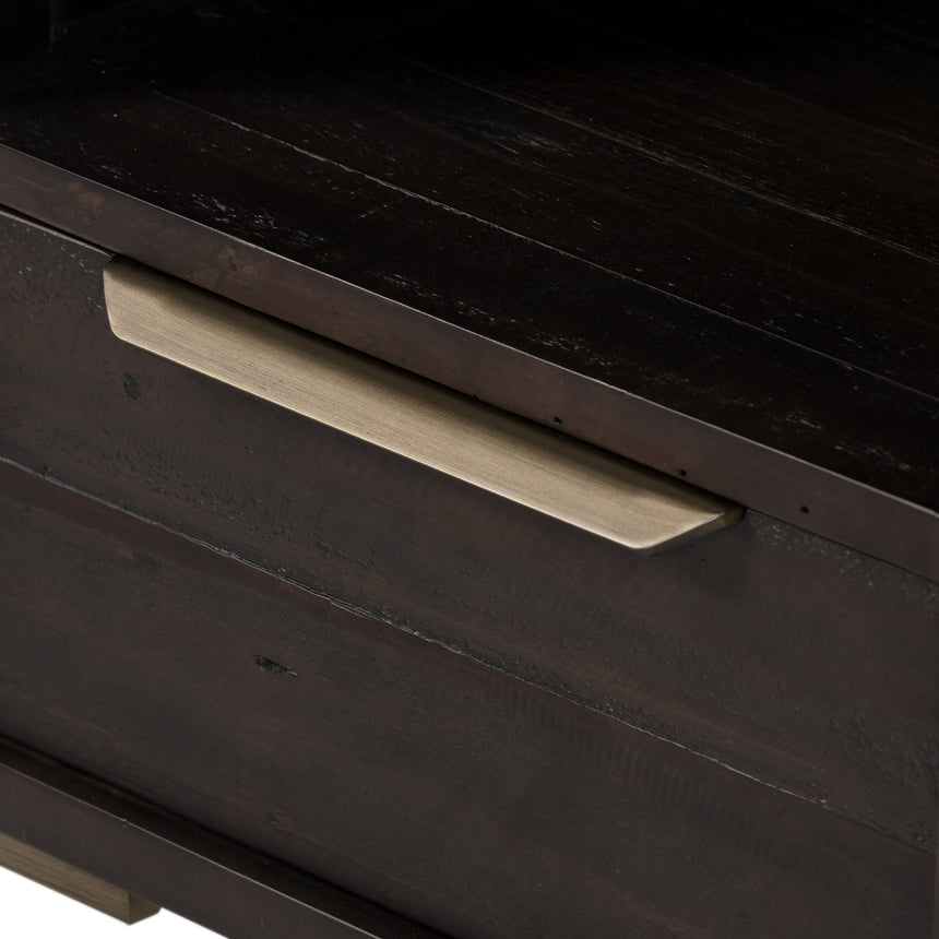 Dark Carbon Pine with Antique Brass Iron | Wyeth Nightstand | Valley Ridge Furniture