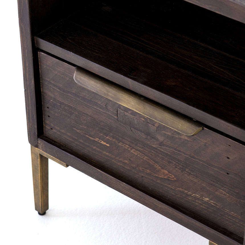 Dark Carbon Pine with Antique Brass Iron | Wyeth Nightstand | Valley Ridge Furniture