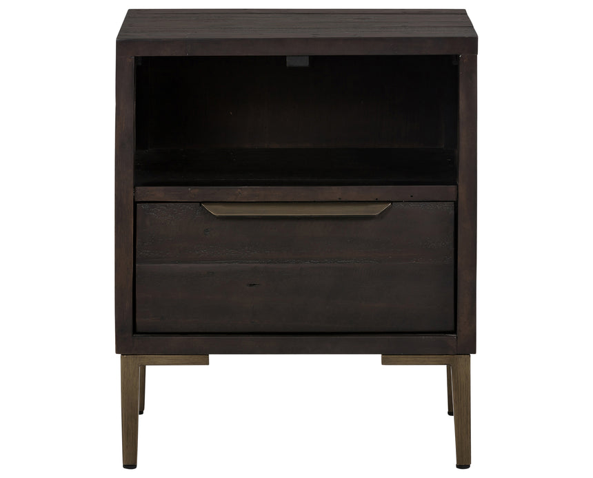 Dark Carbon Pine with Antique Brass Iron | Wyeth Nightstand | Valley Ridge Furniture