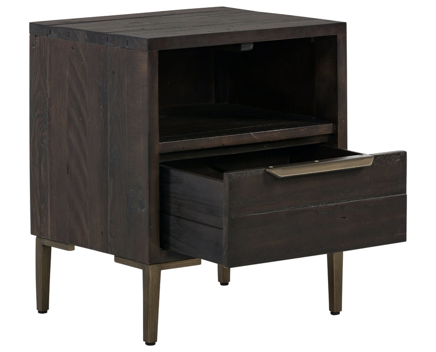 Dark Carbon Pine with Antique Brass Iron | Wyeth Nightstand | Valley Ridge Furniture