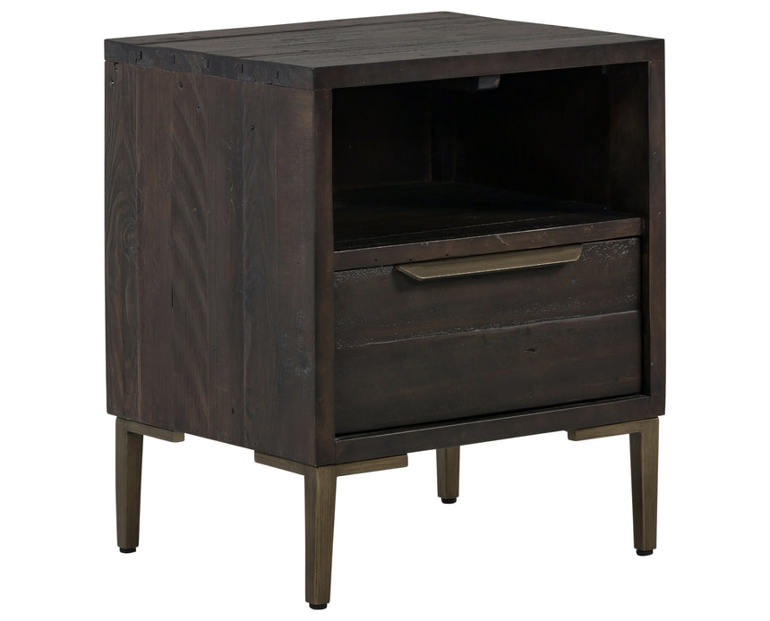 Dark Carbon Pine with Antique Brass Iron | Wyeth Nightstand | Valley Ridge Furniture