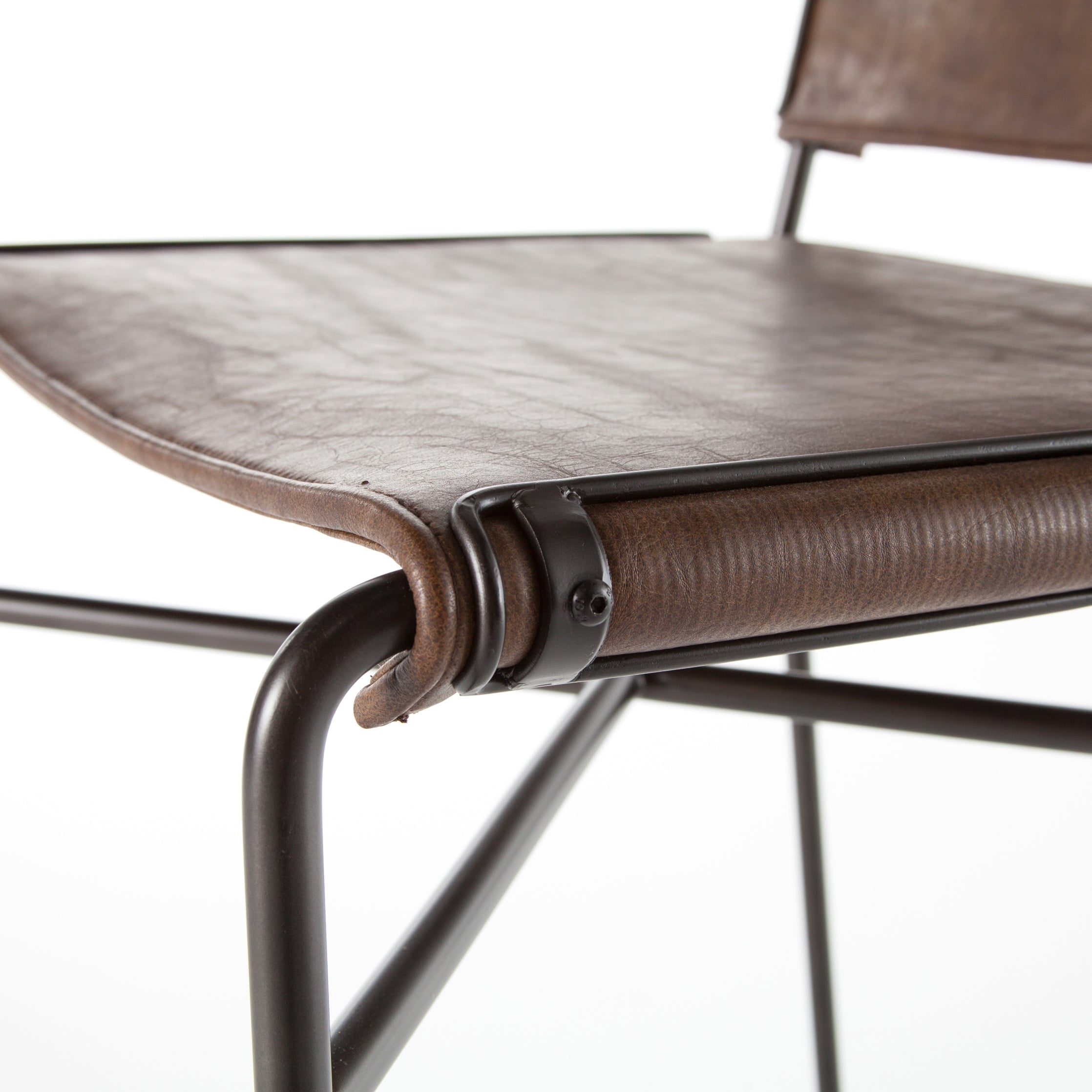 Distressed Brown Faux Leather with Waxed Black Iron (Bar Height) | Wharton Bar/Counter Stool | Valley Ridge Furniture