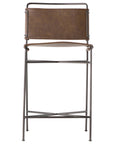 Distressed Brown Faux Leather with Waxed Black Iron (Counter Height) | Wharton Bar/Counter Stool | Valley Ridge Furniture