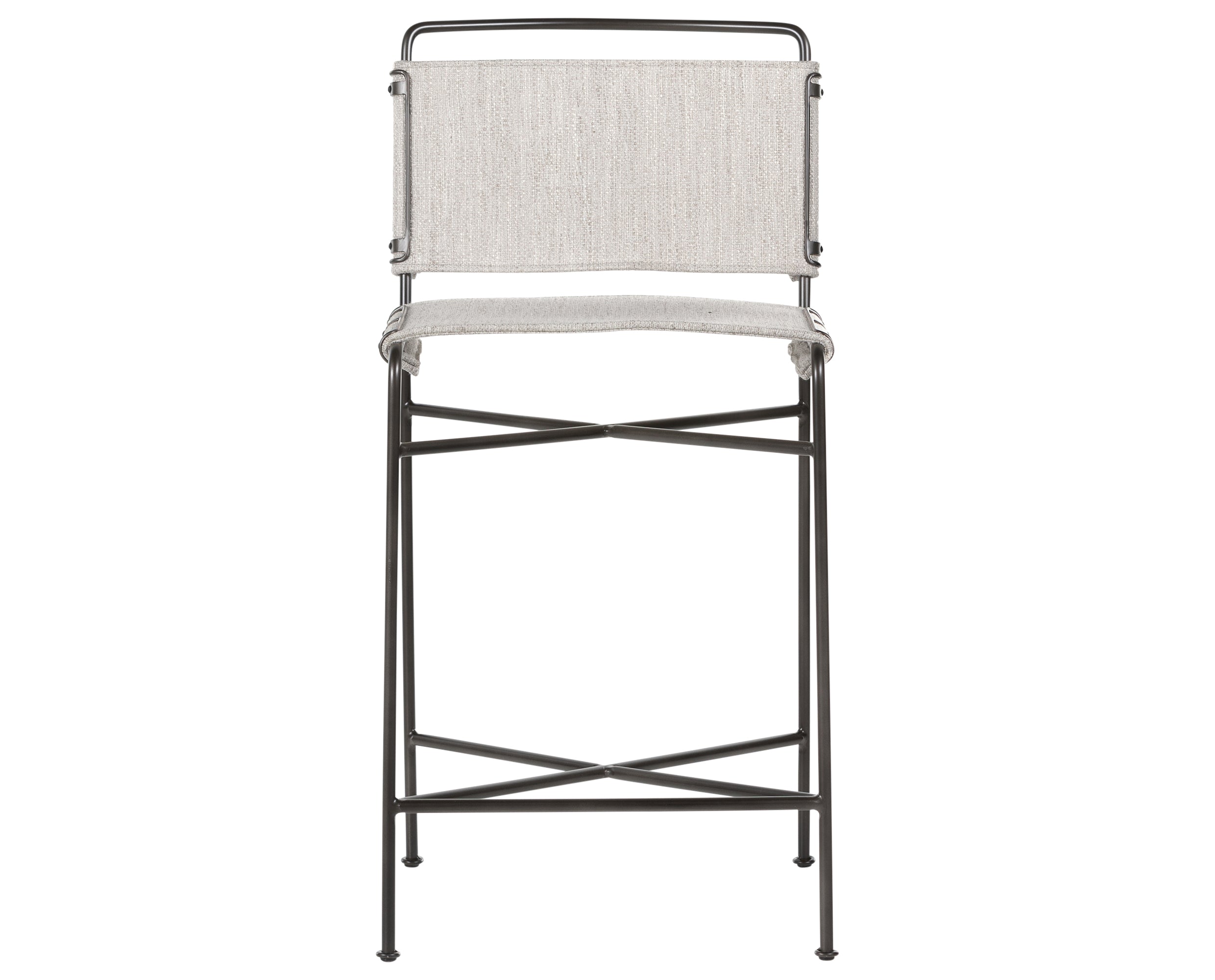Avant Natural Fabric with Waxed Black Iron (Counter Height) | Wharton Bar/Counter Stool | Valley Ridge Furniture