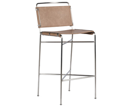 Sierra Nude Faux Leather with Brushed Stainless Steel (Bar Height) | Wharton Bar/Counter Stool | Valley Ridge Furniture