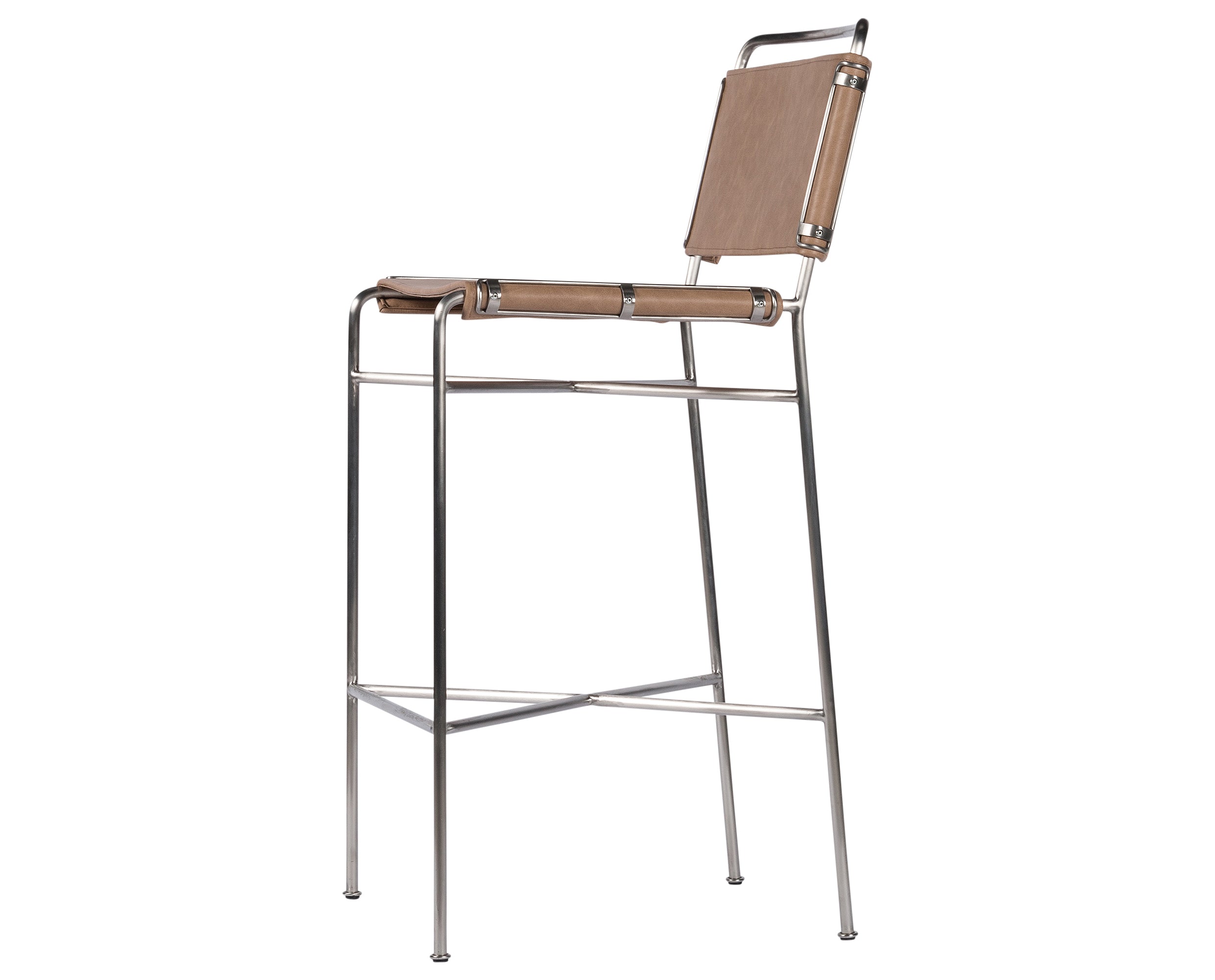 Sierra Nude Faux Leather with Brushed Stainless Steel (Bar Height) | Wharton Bar/Counter Stool | Valley Ridge Furniture
