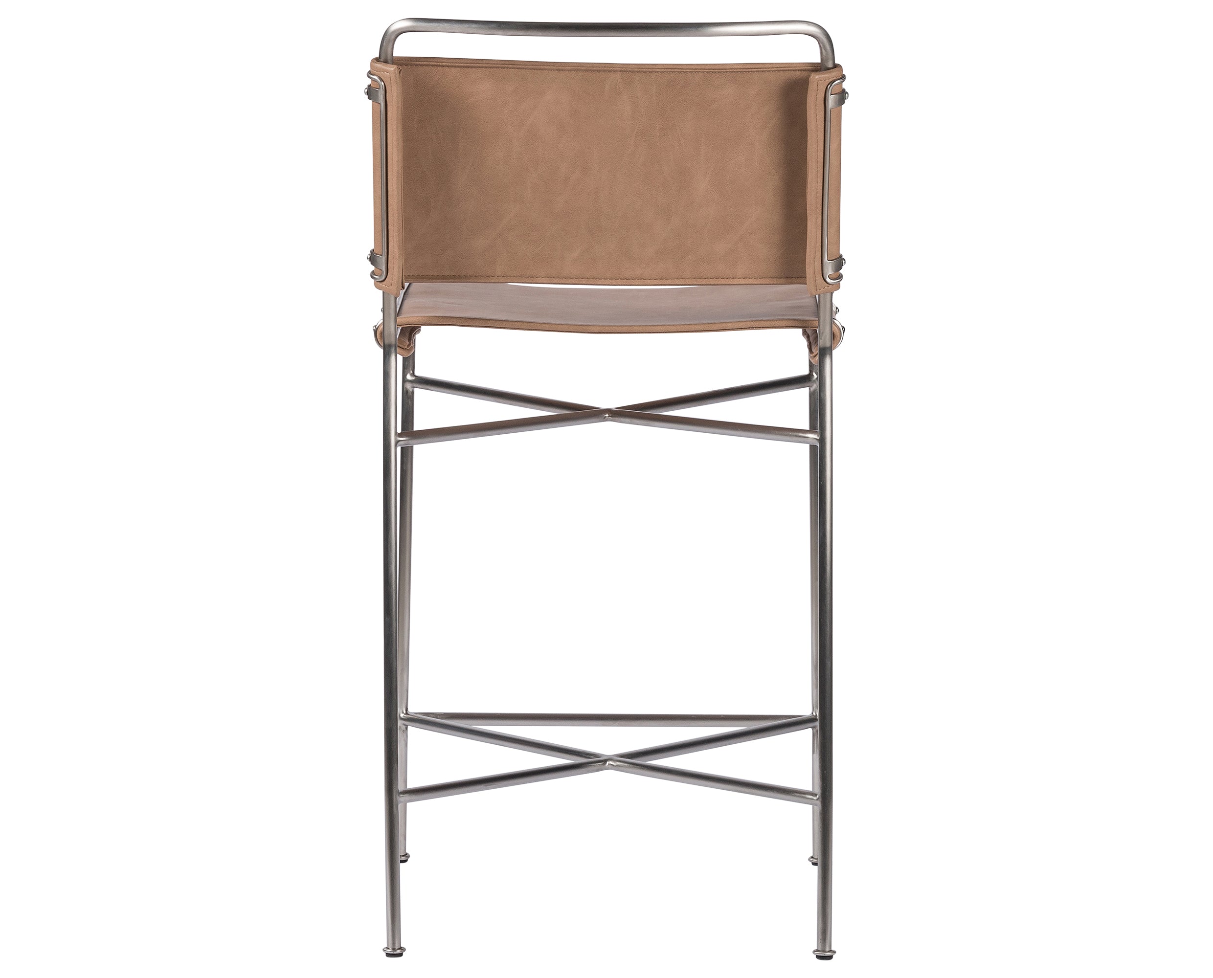 Sierra Nude Faux Leather with Brushed Stainless Steel (Counter Height) | Wharton Bar/Counter Stool | Valley Ridge Furniture