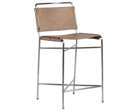 Sierra Nude Faux Leather with Brushed Stainless Steel (Counter Height) | Wharton Bar/Counter Stool | Valley Ridge Furniture