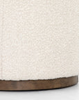 Knoll Natural Fabric & Distressed Natural Parawood | Sinclair Round Ottoman | Valley Ridge Furniture