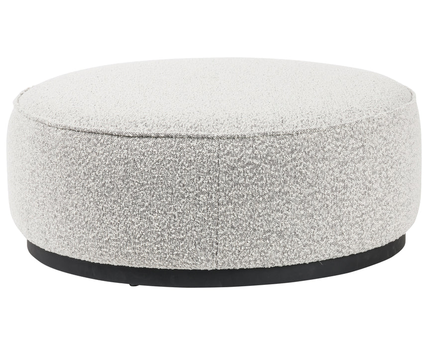 Knoll Domino Fabric with Brushed Ebony Parawood | Sinclair Large Round Ottoman | Valley Ridge Furniture