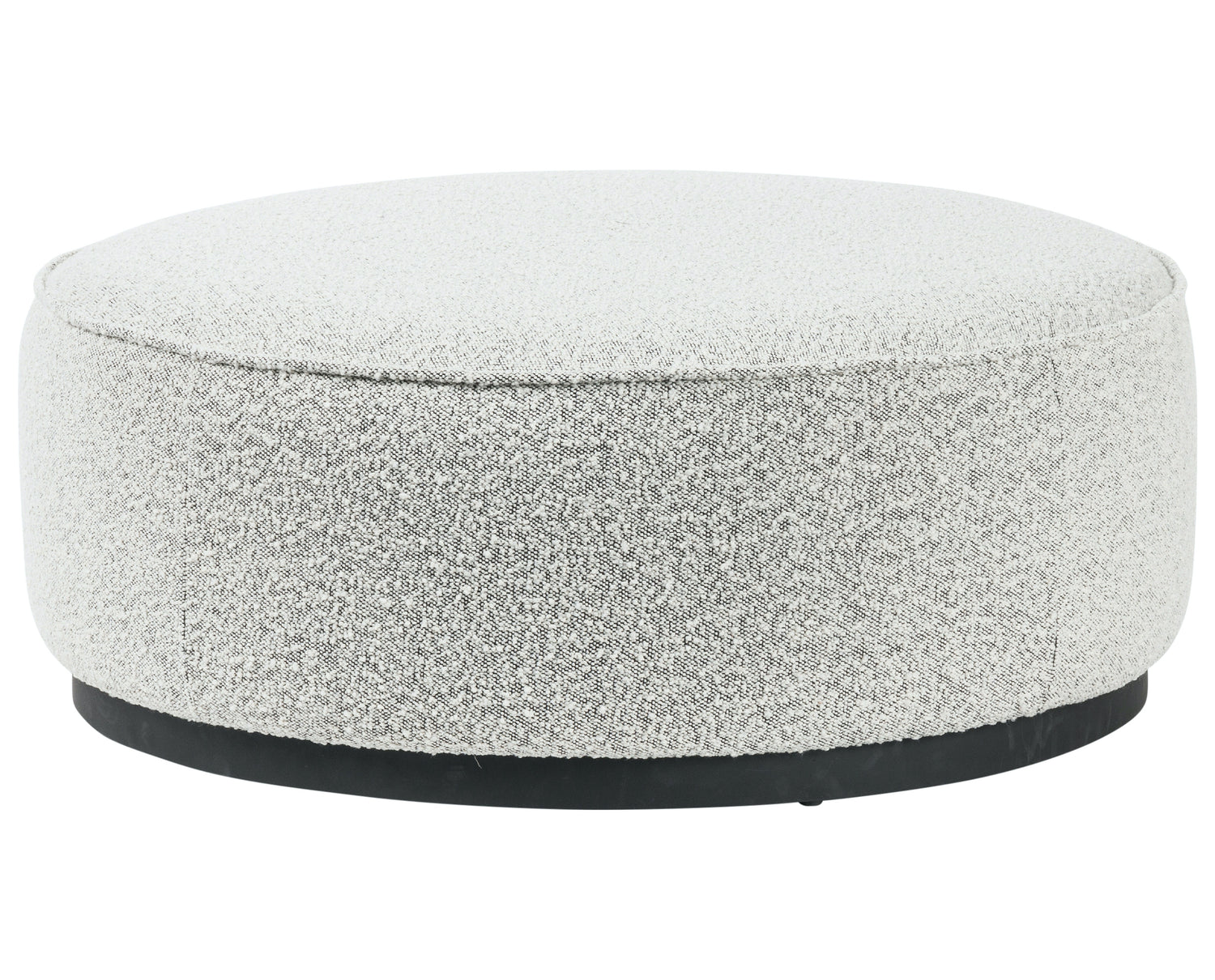 Knoll Domino Fabric with Brushed Ebony Parawood | Sinclair Large Round Ottoman | Valley Ridge Furniture