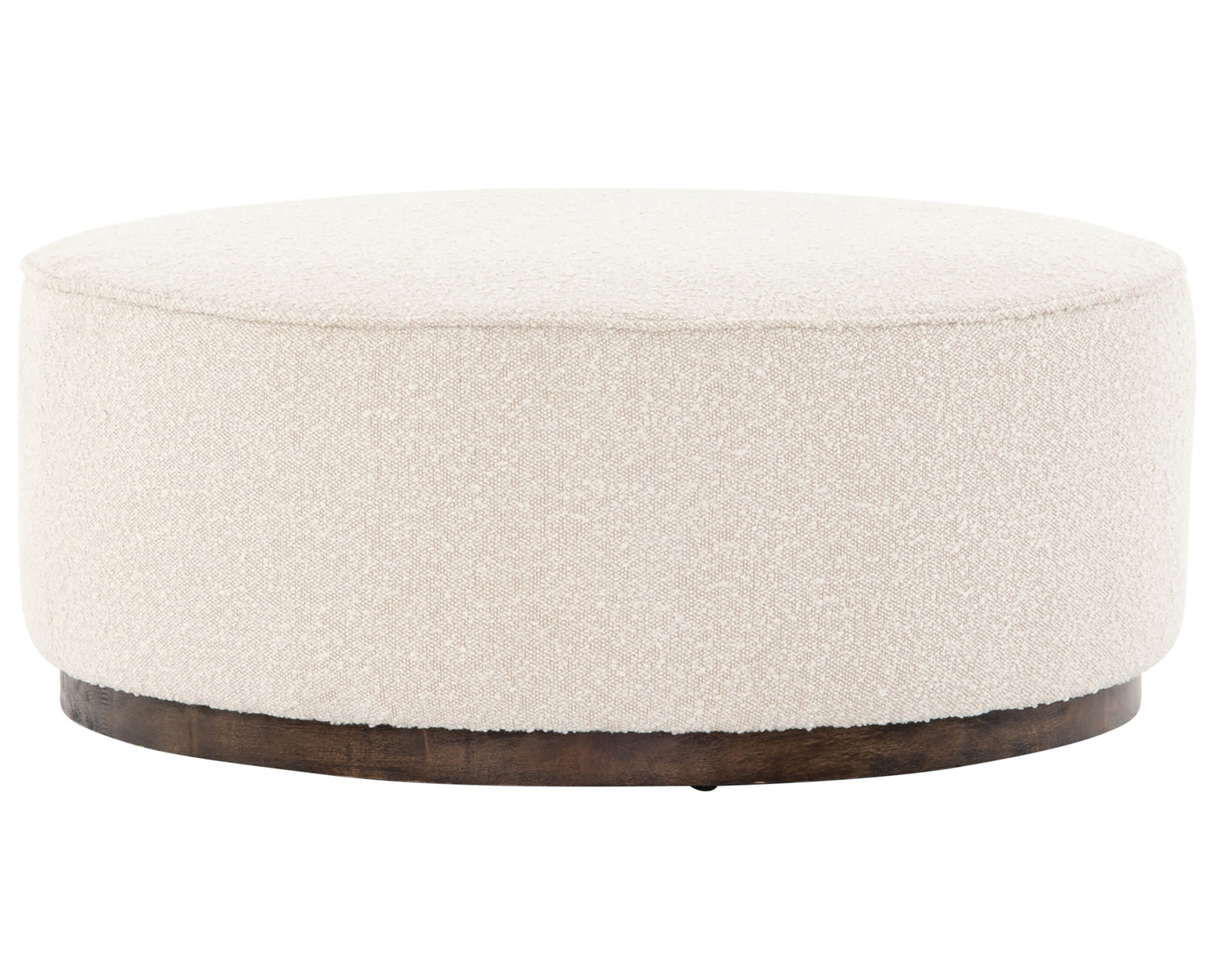 Knoll Natural Fabric with Distressed Natural Parawood | Sinclair Large Round Ottoman | Valley Ridge Furniture