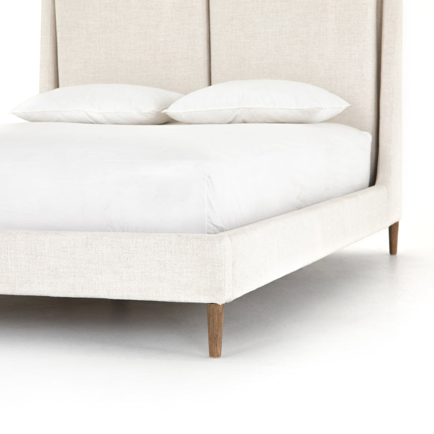 Dover Crescent Fabric with Distressed Natural Parawood (King Size) | Potter Bed | Valley Ridge Furniture