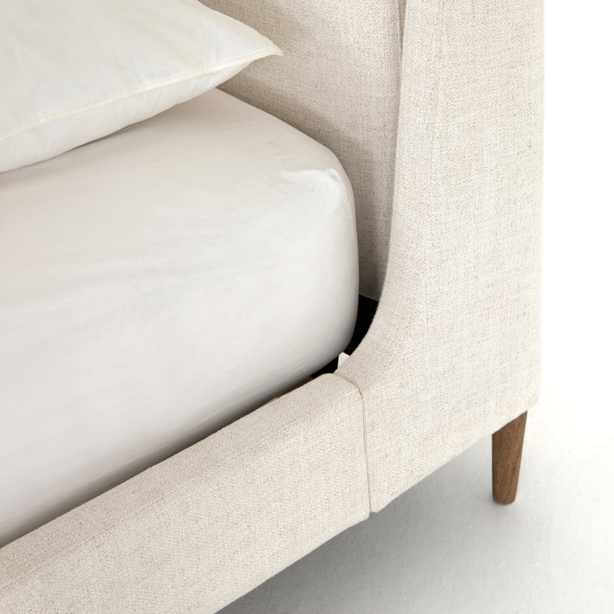 Dover Crescent Fabric with Distressed Natural Parawood (King Size) | Potter Bed | Valley Ridge Furniture