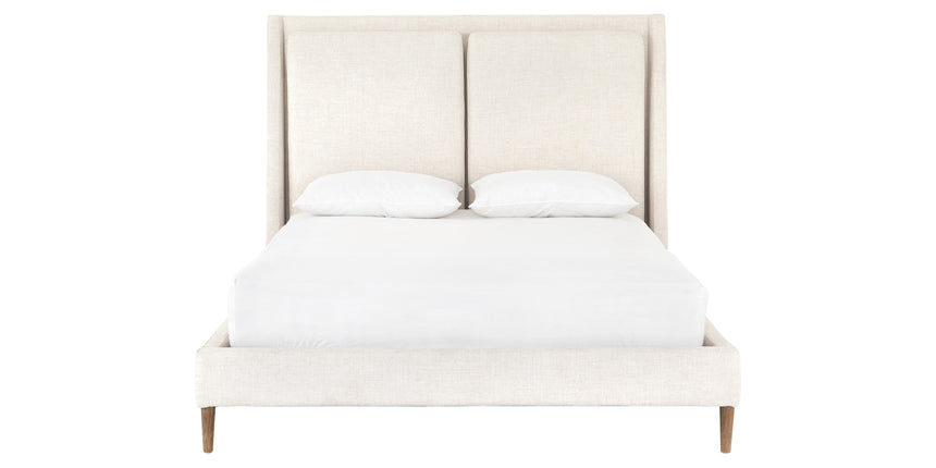 Dover Crescent Fabric with Distressed Natural Parawood (King Size) | Potter Bed | Valley Ridge Furniture