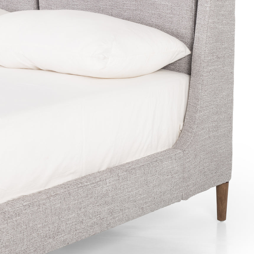 Manor Grey Fabric with Distressed Natural Parawood (Queen Size) | Potter Bed | Valley Ridge Furniture