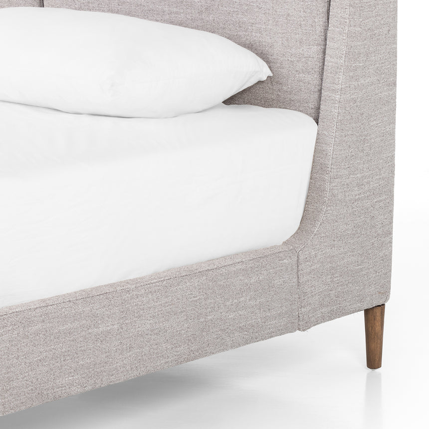 Manor Grey Fabric with Distressed Natural Parawood (King Size) | Potter Bed | Valley Ridge Furniture