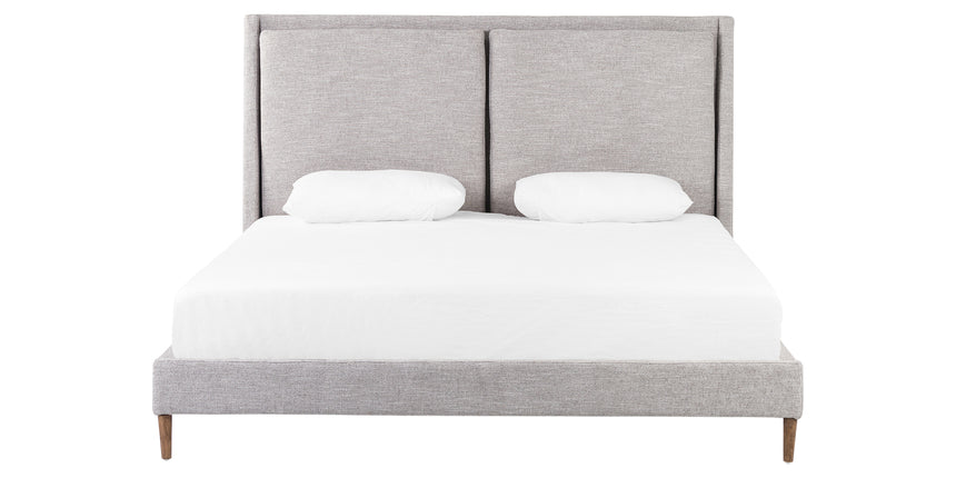 Manor Grey Fabric with Distressed Natural Parawood (King Size) | Potter Bed | Valley Ridge Furniture