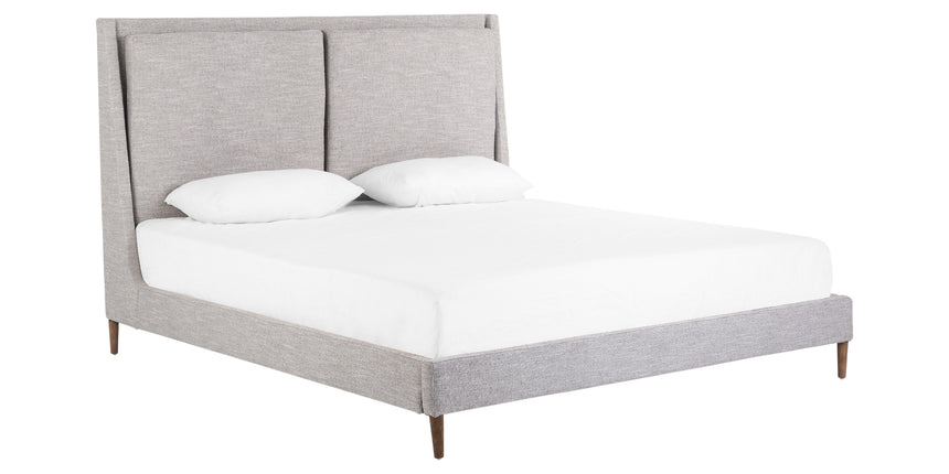 Manor Grey Fabric with Distressed Natural Parawood (King Size) | Potter Bed | Valley Ridge Furniture