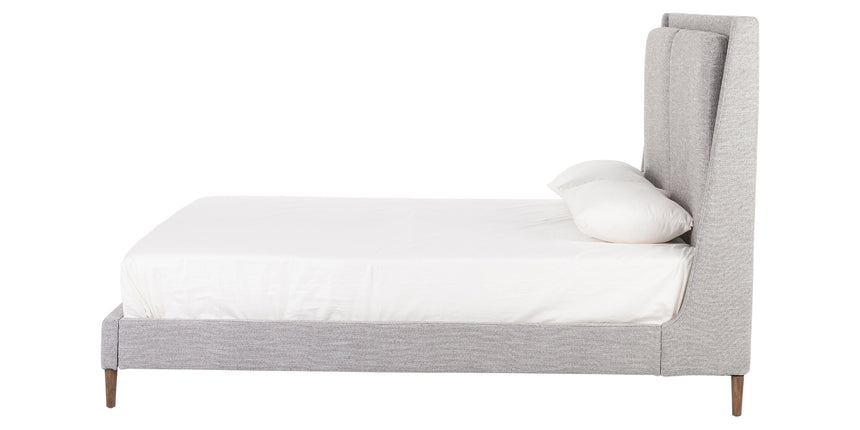 Manor Grey Fabric with Distressed Natural Parawood (King Size) | Potter Bed | Valley Ridge Furniture