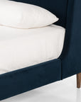 Modern Velvet Ink Fabric with Distressed Natural Parawood (Queen Size) | Potter Bed | Valley Ridge Furniture