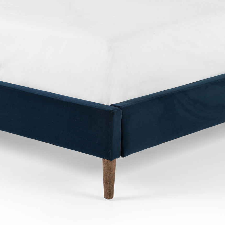 Modern Velvet Ink Fabric with Distressed Natural Parawood (King Size) | Potter Bed | Valley Ridge Furniture