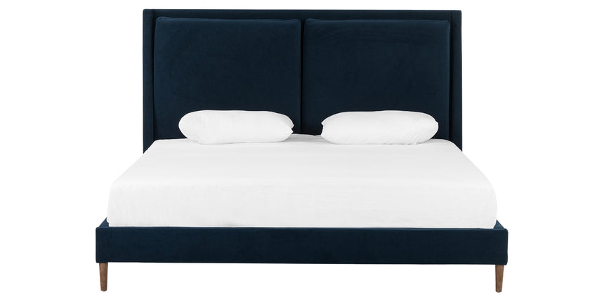 Modern Velvet Ink Fabric with Distressed Natural Parawood (King Size) | Potter Bed | Valley Ridge Furniture